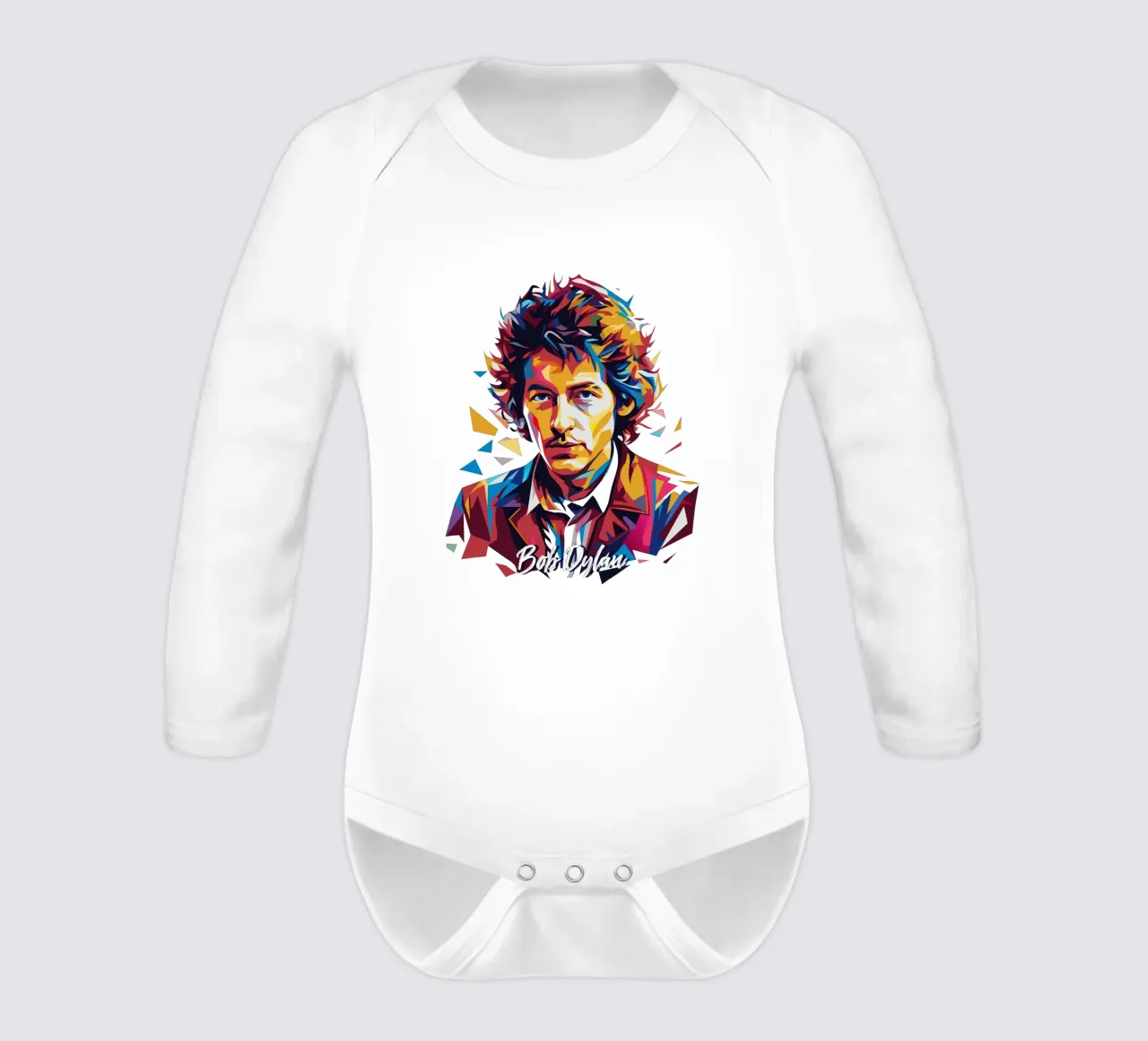 Bob Dylan Portrait in WPAP Pop Art body neonato maniche lunghe da vectorartnesia
