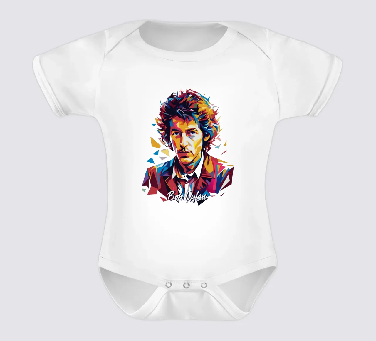 Bob Dylan Portrait in WPAP Pop Art babyrompertje korte mouwen van vectorartnesia