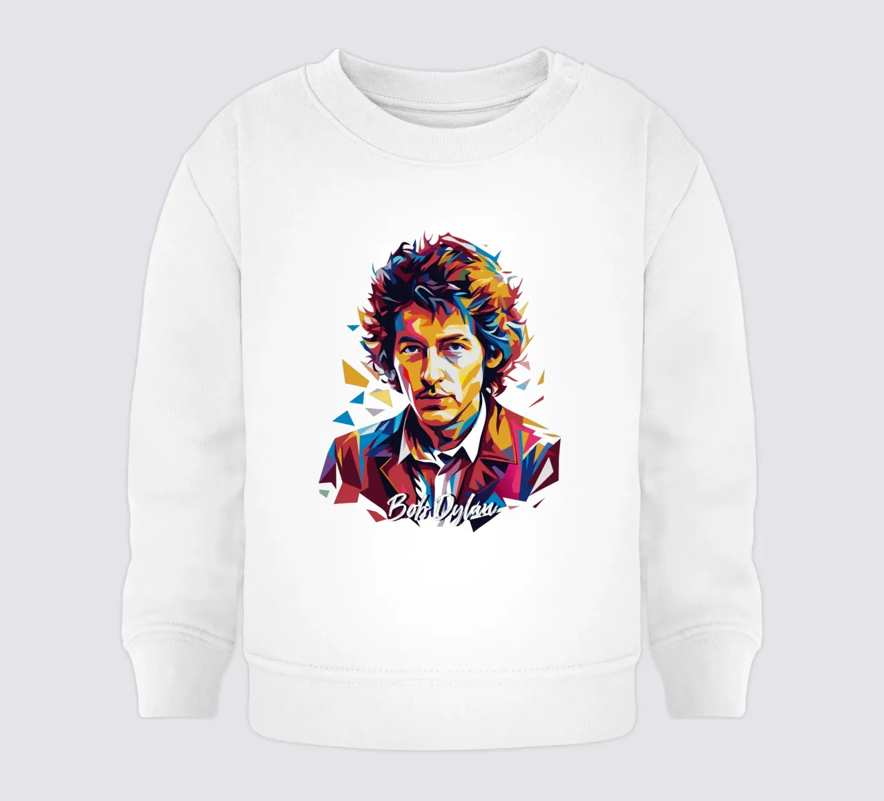 Bob Dylan Portrait in WPAP Pop Art Baby Sweatshirt von vectorartnesia