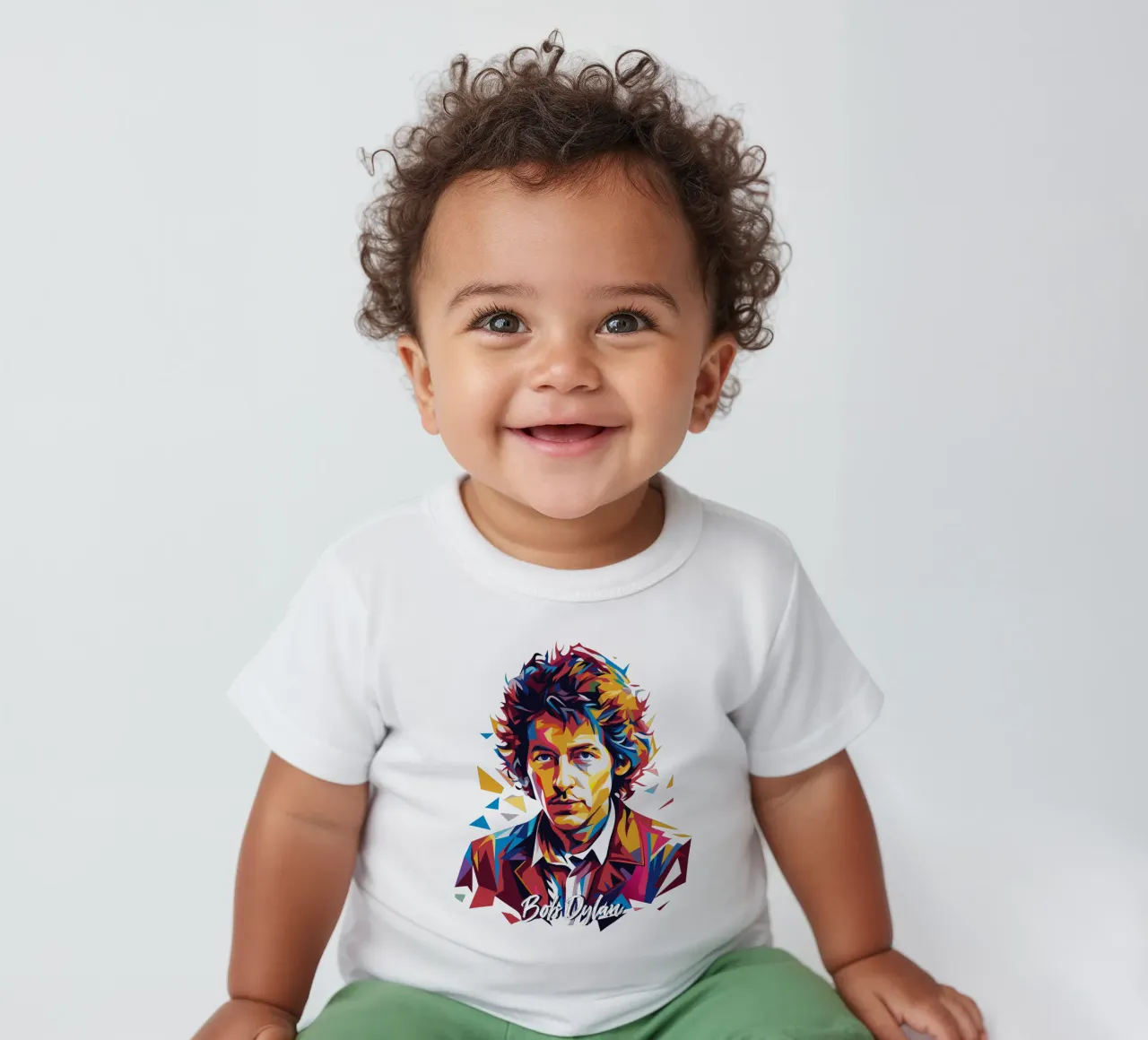 Bob Dylan Portrait in WPAP Pop Art maglietta neonato da vectorartnesia