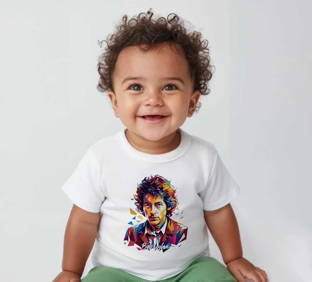 Bob Dylan Portrait in WPAP Pop Art Baby T-Shirt von vectorartnesia