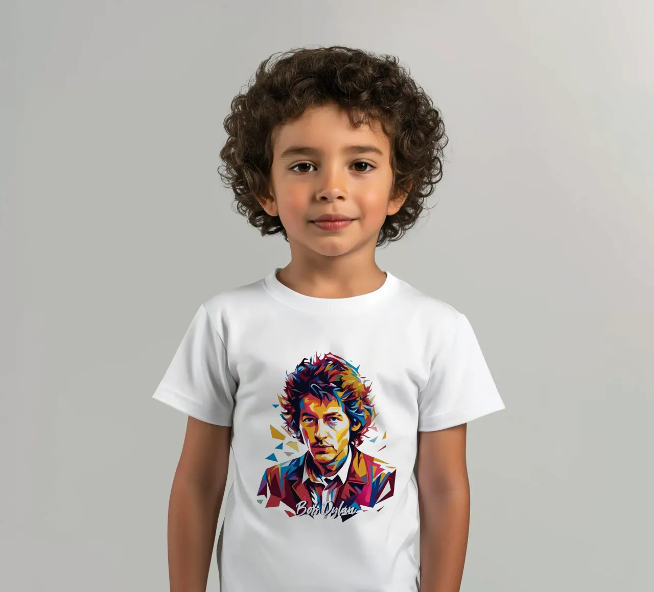 Bob Dylan Portrait in WPAP Pop Art t-shirt bambini da vectorartnesia