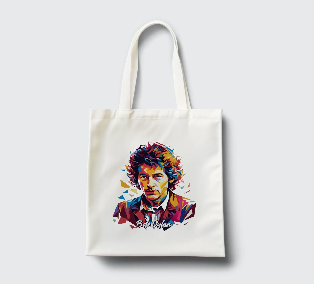 Bob Dylan Portrait in WPAP Pop Art jute draagtas van vectorartnesia
