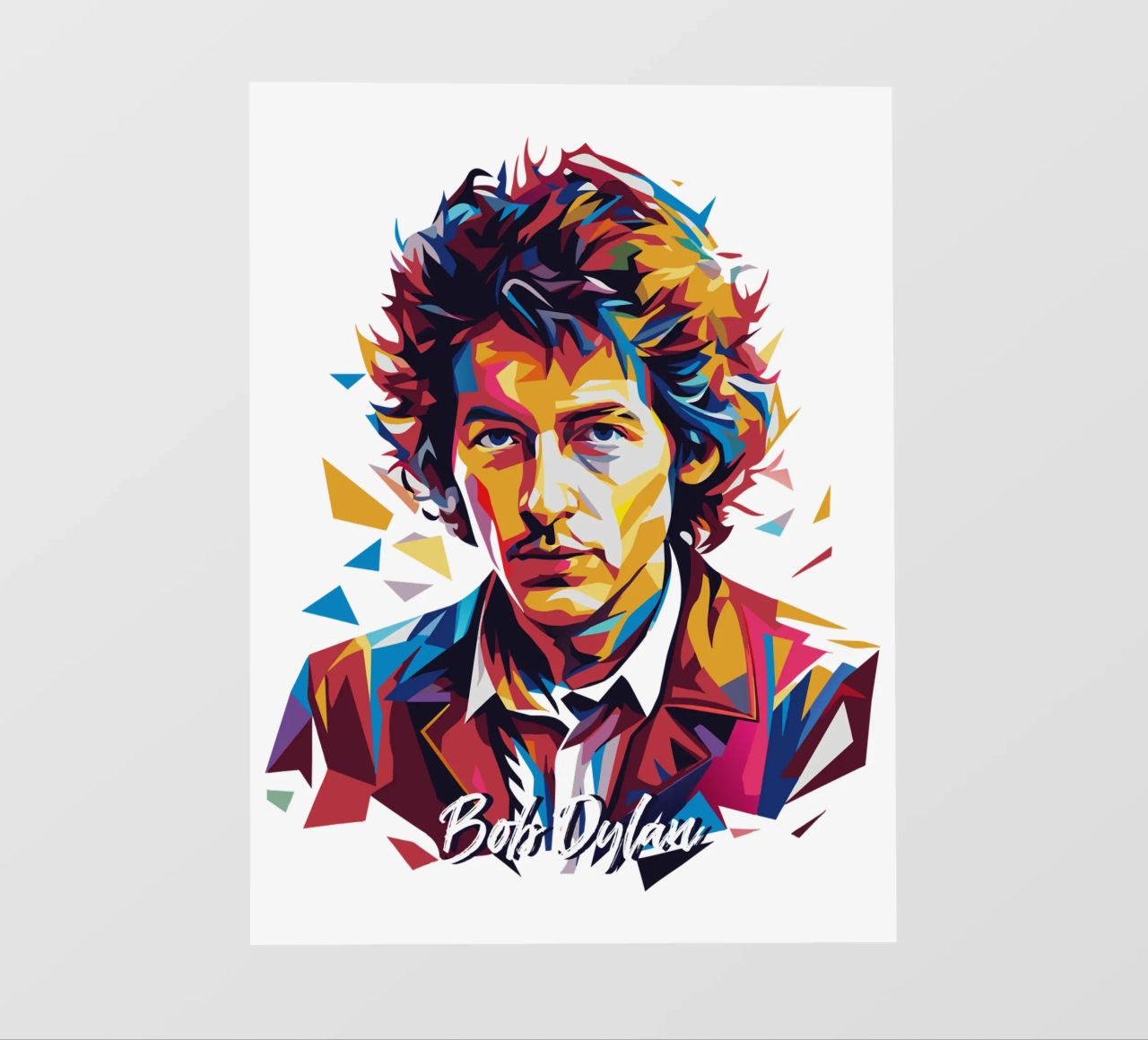 Bob Dylan Portrait in WPAP Pop Art backlit folie van vectorartnesia