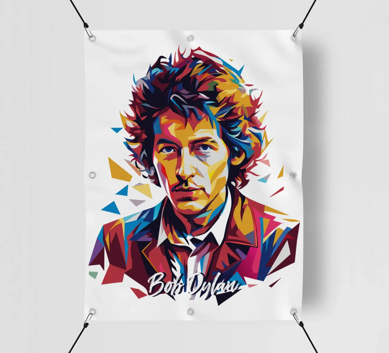 Bob Dylan Portrait in WPAP Pop Art telo in pvc da vectorartnesia