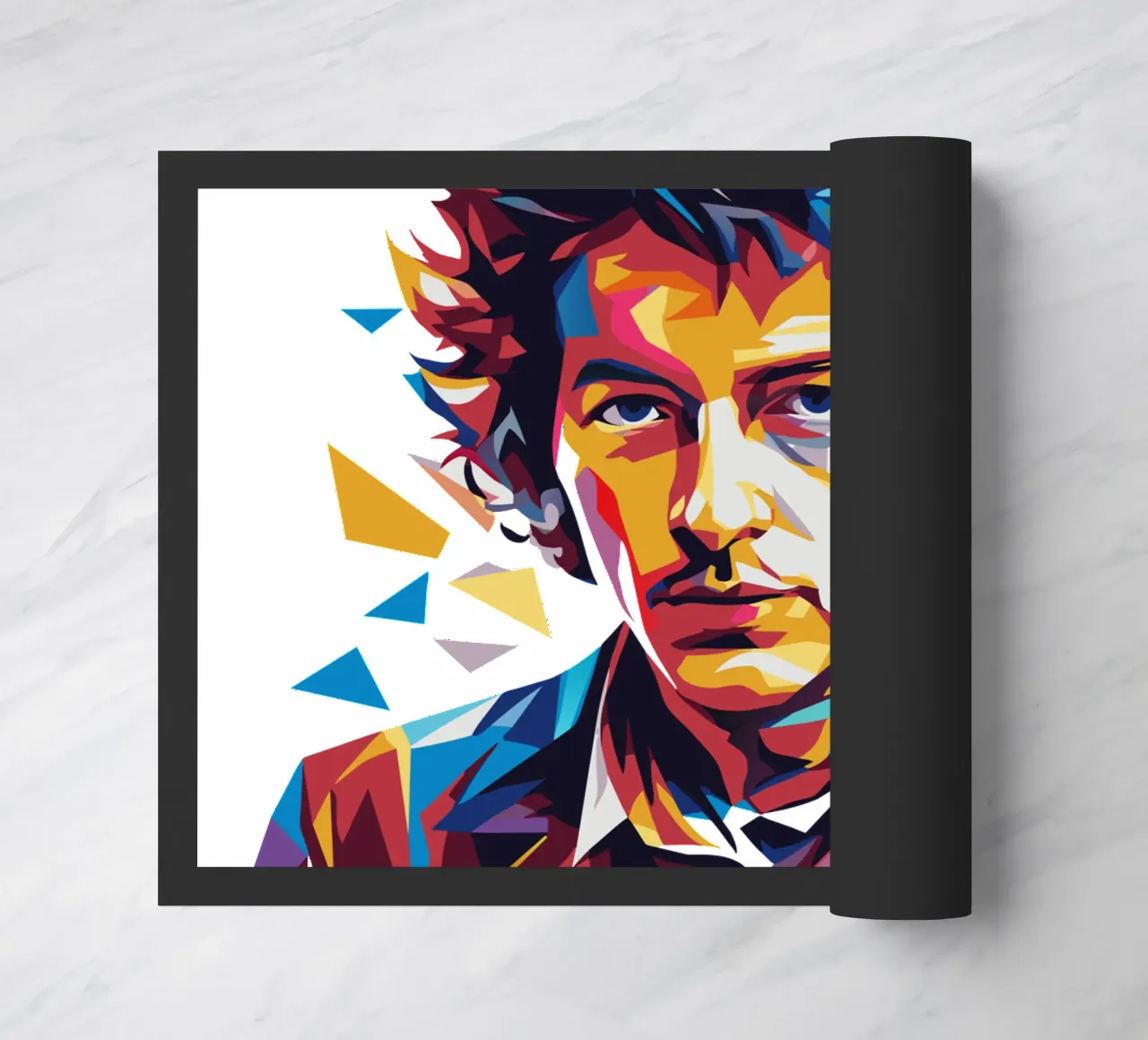 Bob Dylan Portrait in WPAP Pop Art doormat by vectorartnesia