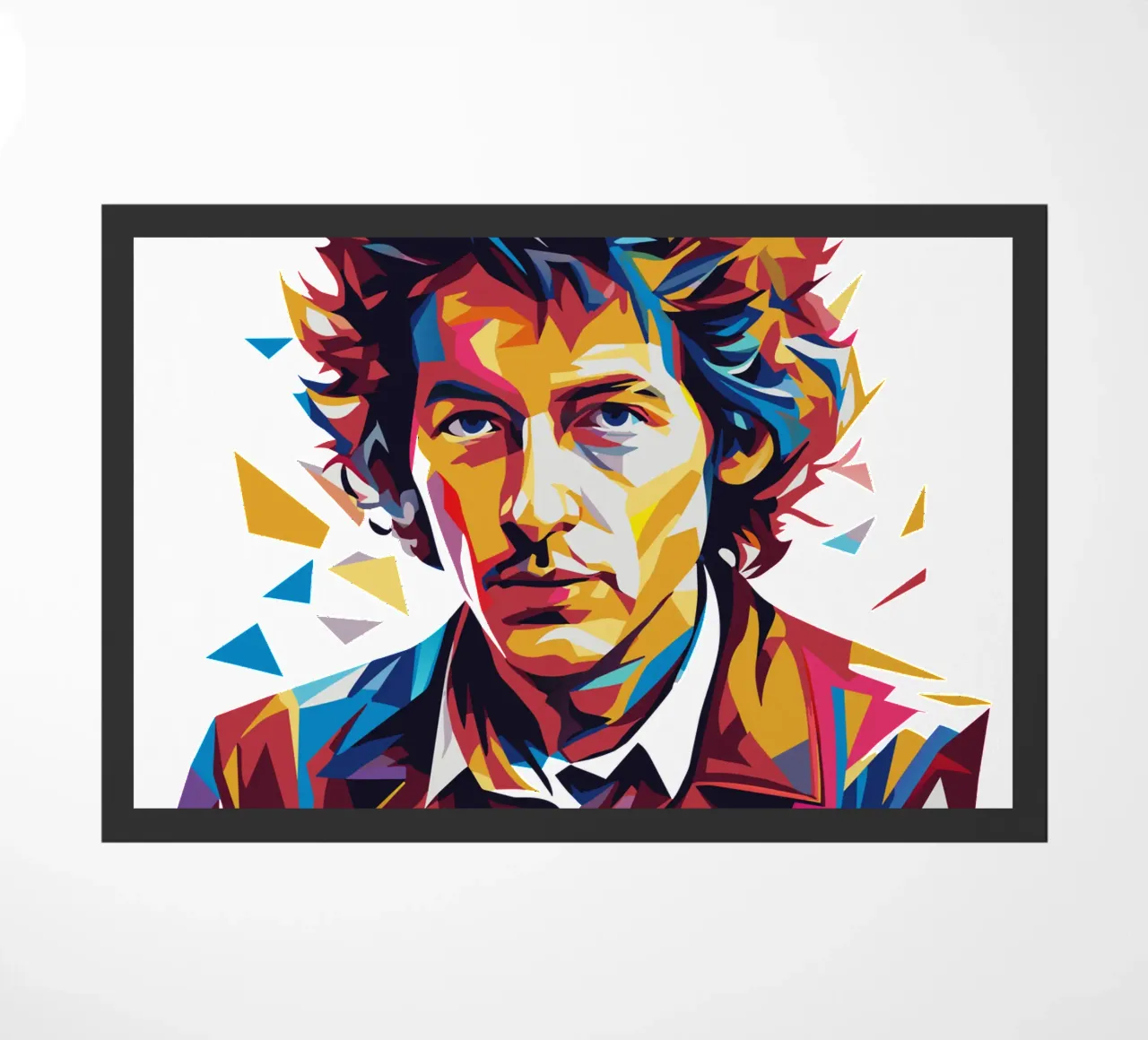 Bob Dylan Portrait in WPAP Pop Art doormat by vectorartnesia