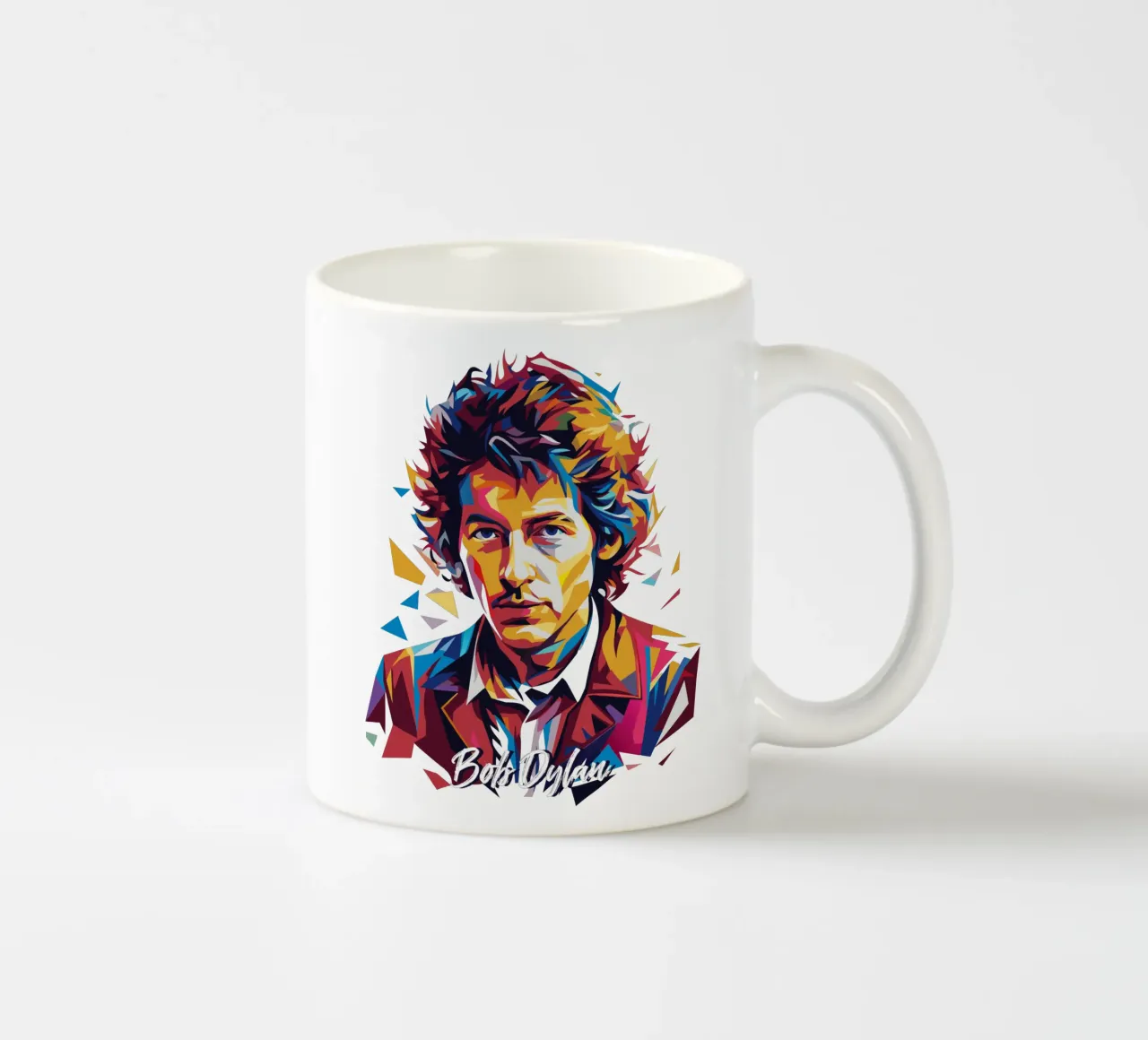 Bob Dylan Portrait in WPAP Pop Art keramische mok van vectorartnesia
