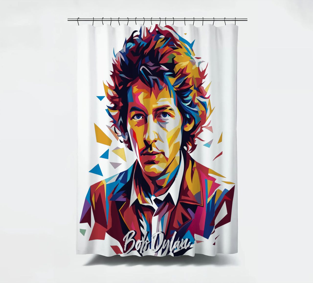 Bob Dylan Portrait in WPAP Pop Art douchegordijn van vectorartnesia
