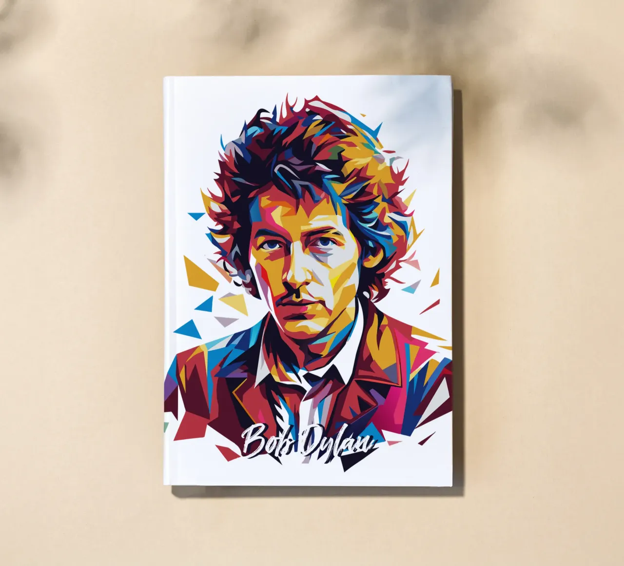 Bob Dylan Portrait in WPAP Pop Art notebook by vectorartnesia