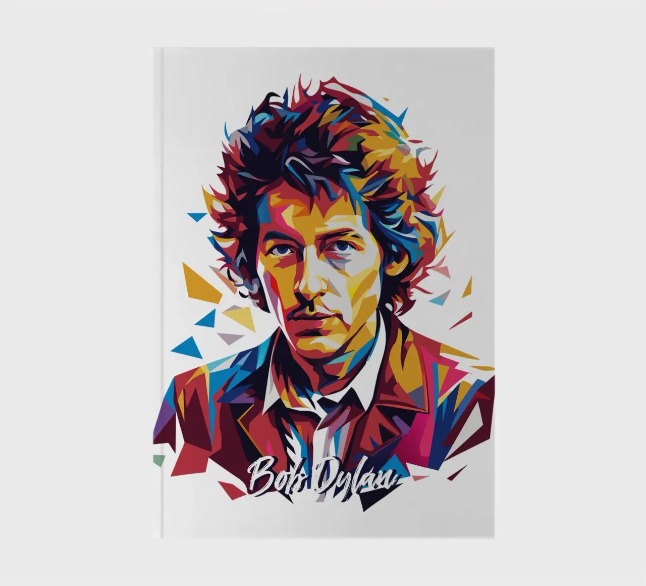 Bob Dylan Portrait in WPAP Pop Art notebook by vectorartnesia