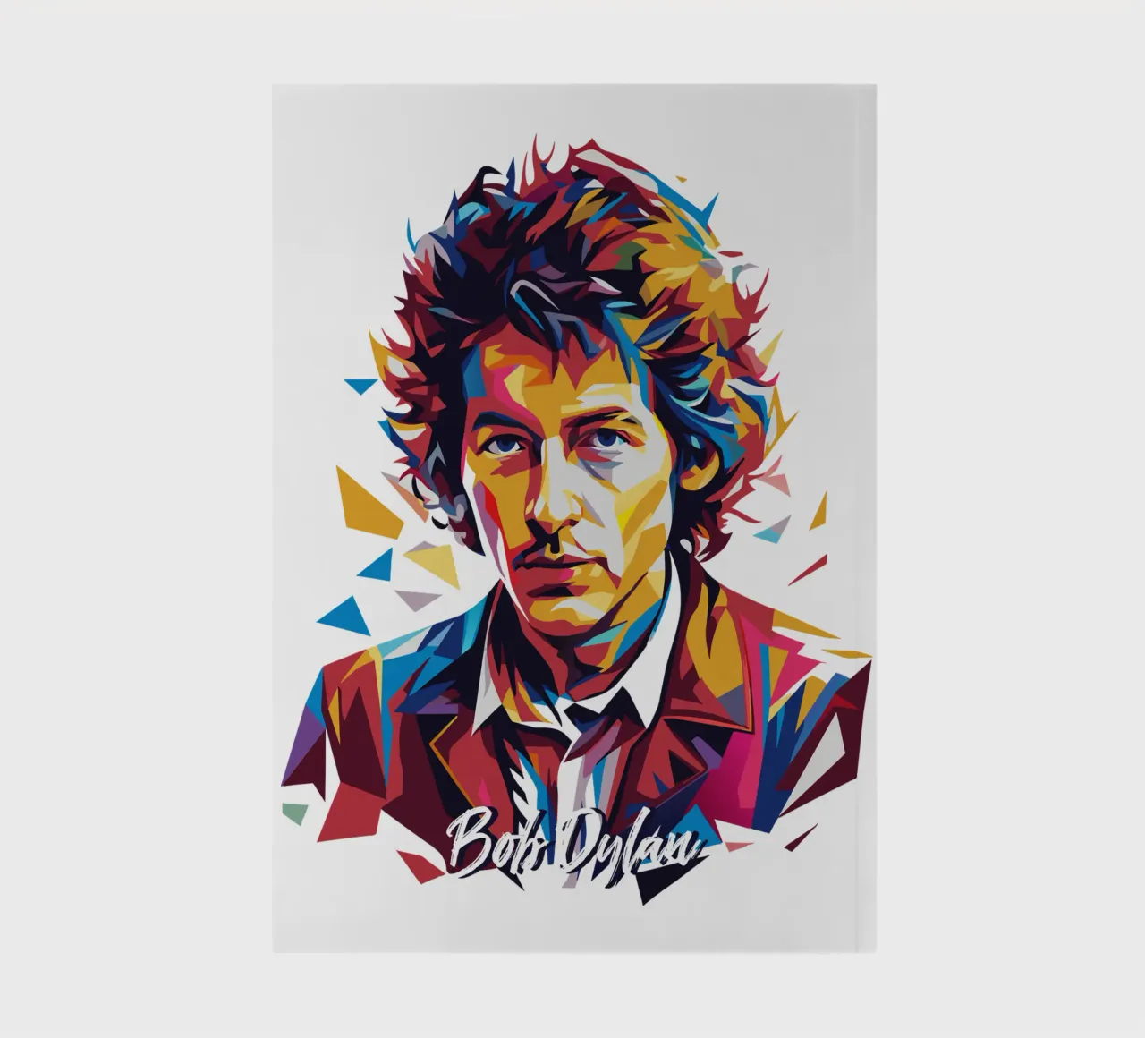 Bob Dylan Portrait in WPAP Pop Art notebook by vectorartnesia