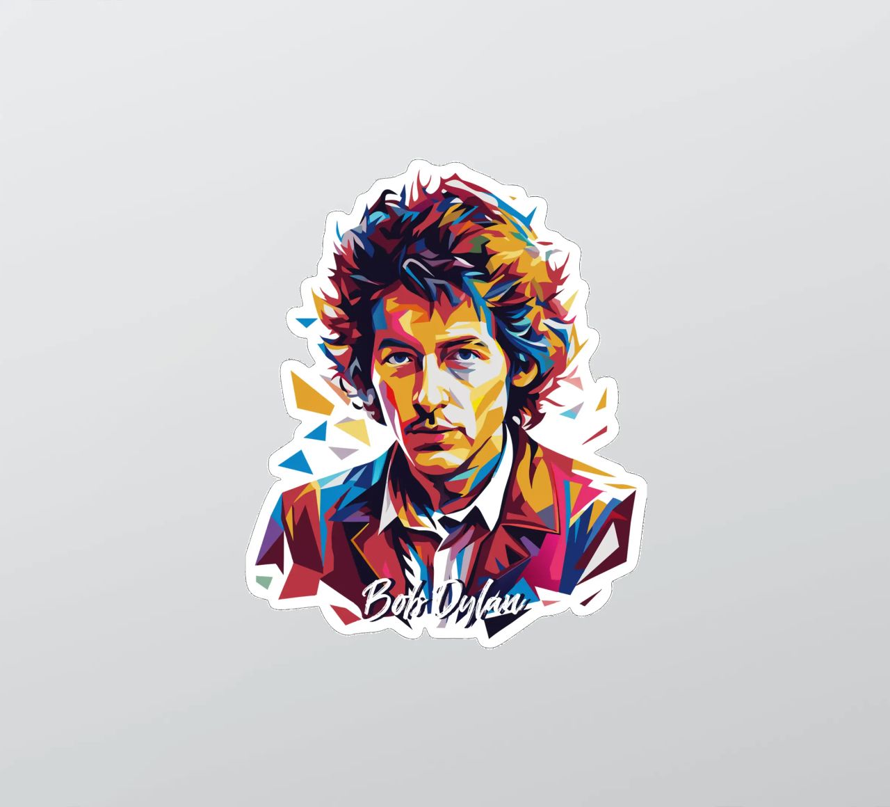 Bob Dylan Portrait in WPAP Pop Art sticker van vectorartnesia