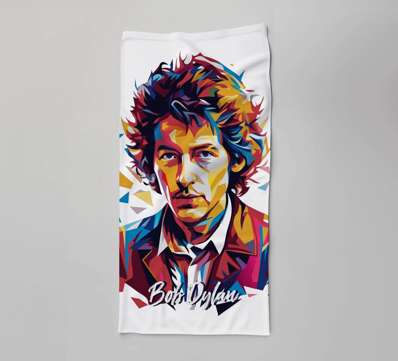 Bob Dylan Portrait in WPAP Pop Art badhanddoek van vectorartnesia