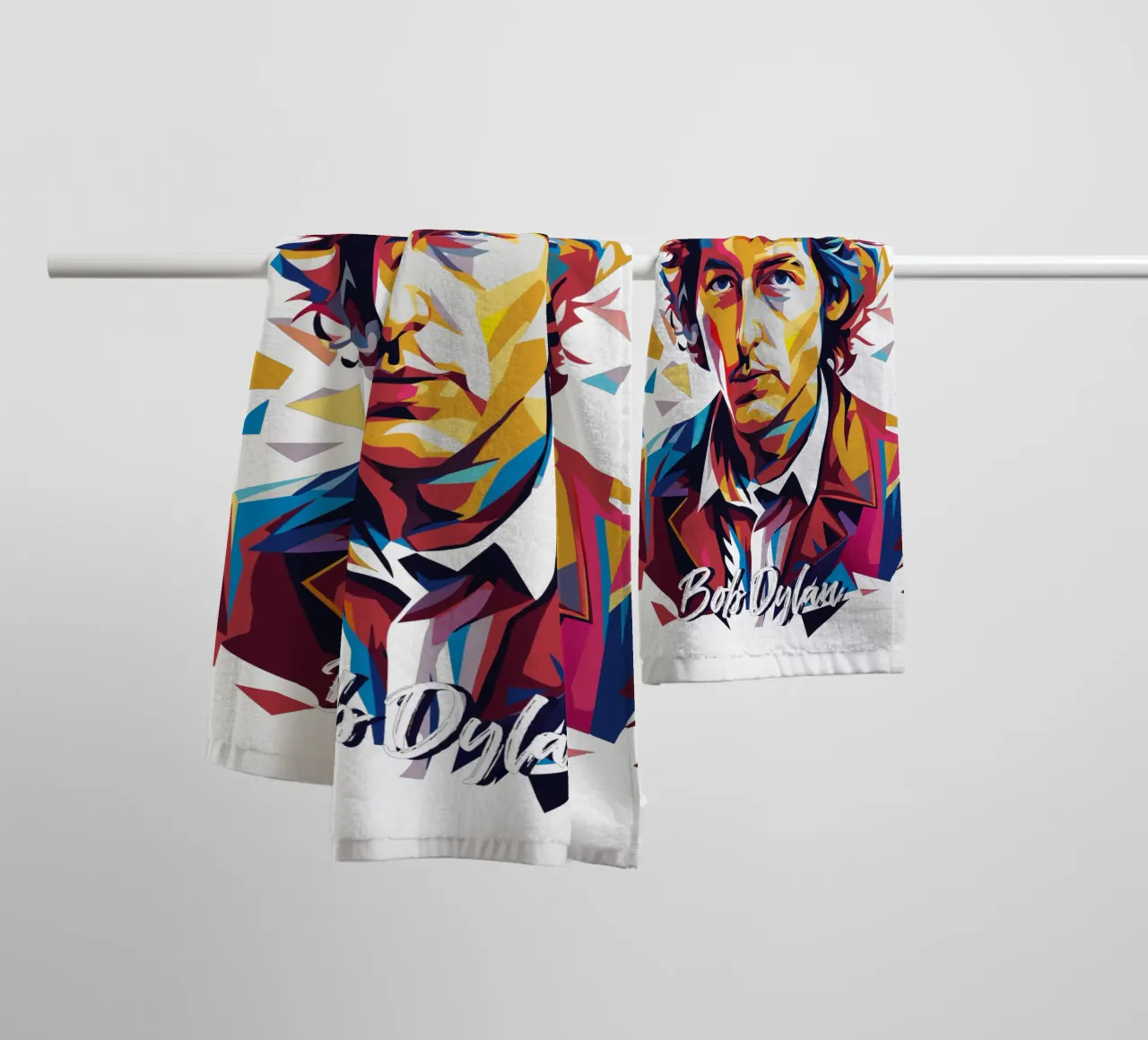 Bob Dylan Portrait in WPAP Pop Art toalla de baño de vectorartnesia
