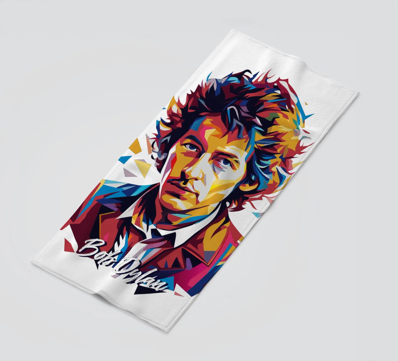 Bob Dylan Portrait in WPAP Pop Art strandhanddoek van vectorartnesia