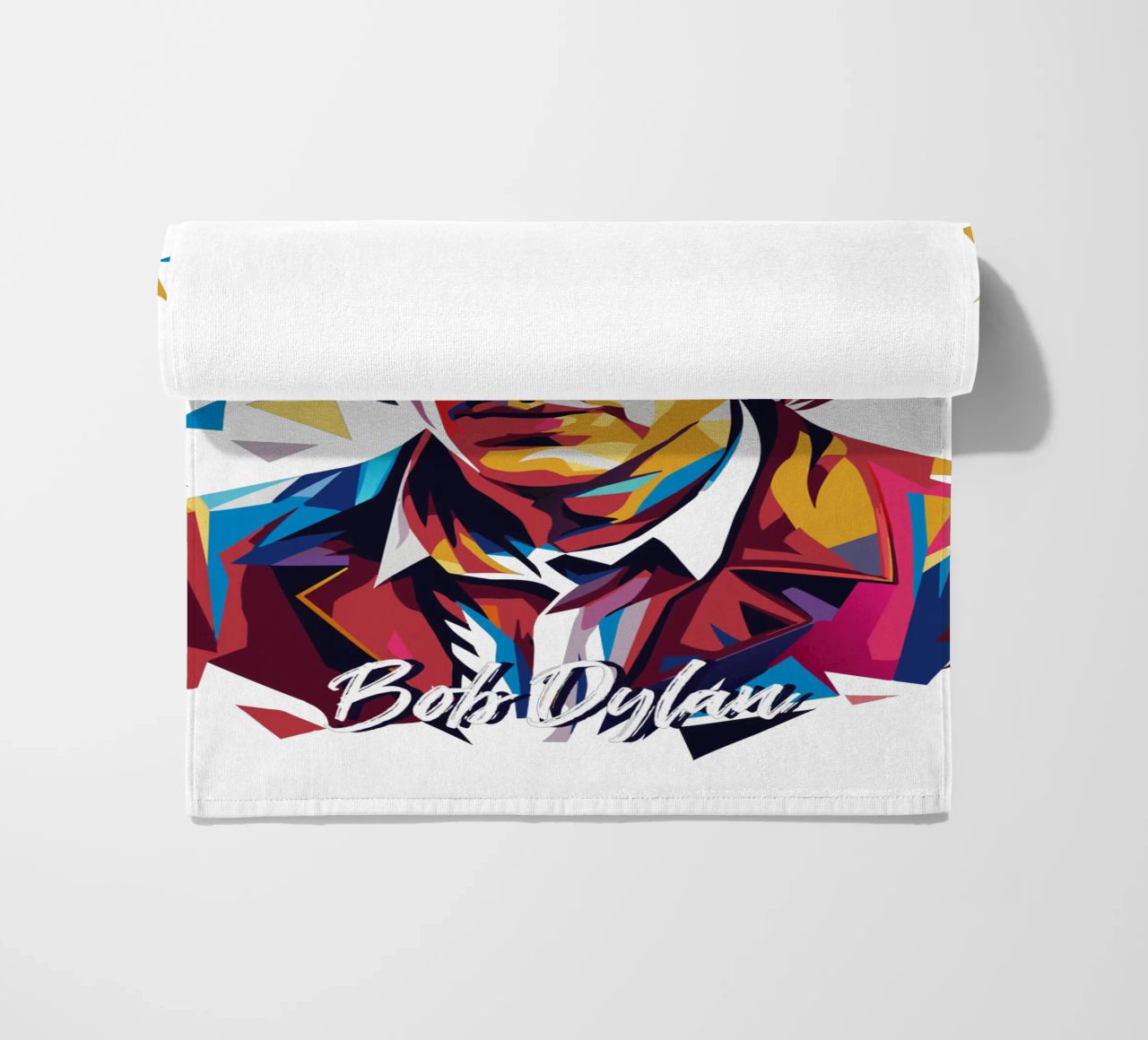 Bob Dylan Portrait in WPAP Pop Art strandhanddoek van vectorartnesia