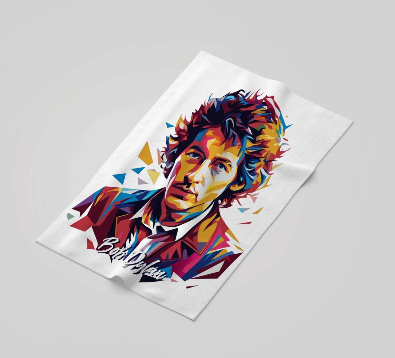 Bob Dylan Portrait in WPAP Pop Art strandhanddoek van vectorartnesia