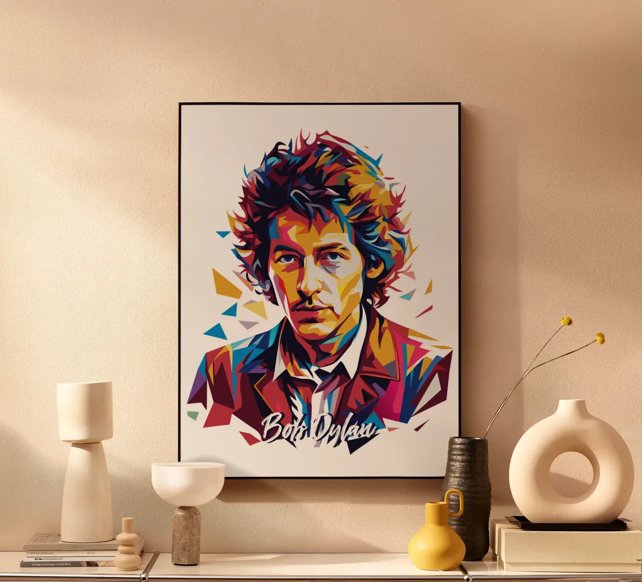 Bob Dylan Portrait in WPAP Pop Art plexiglass da vectorartnesia