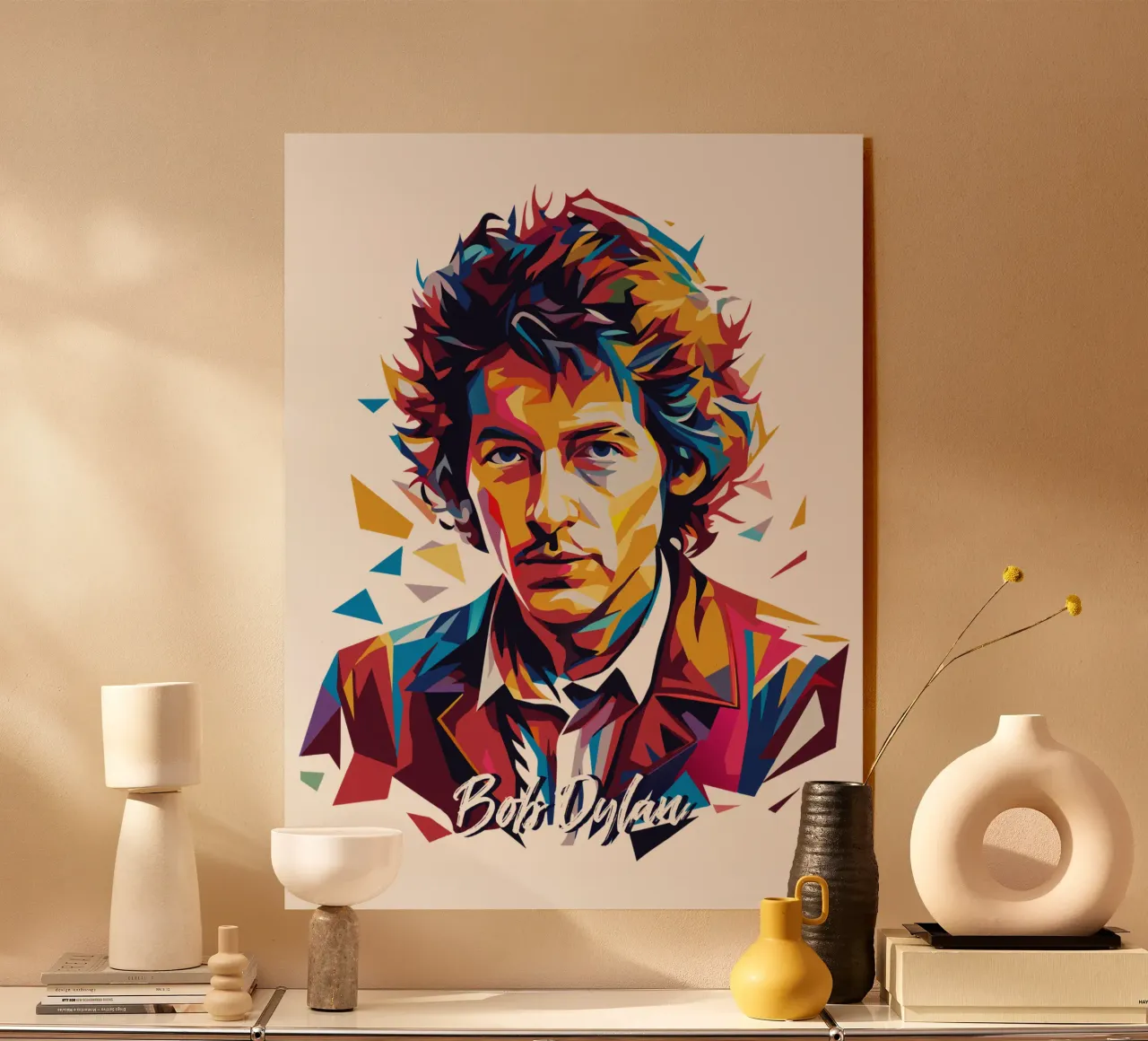 Bob Dylan Portrait in WPAP Pop Art plexiglas de vectorartnesia