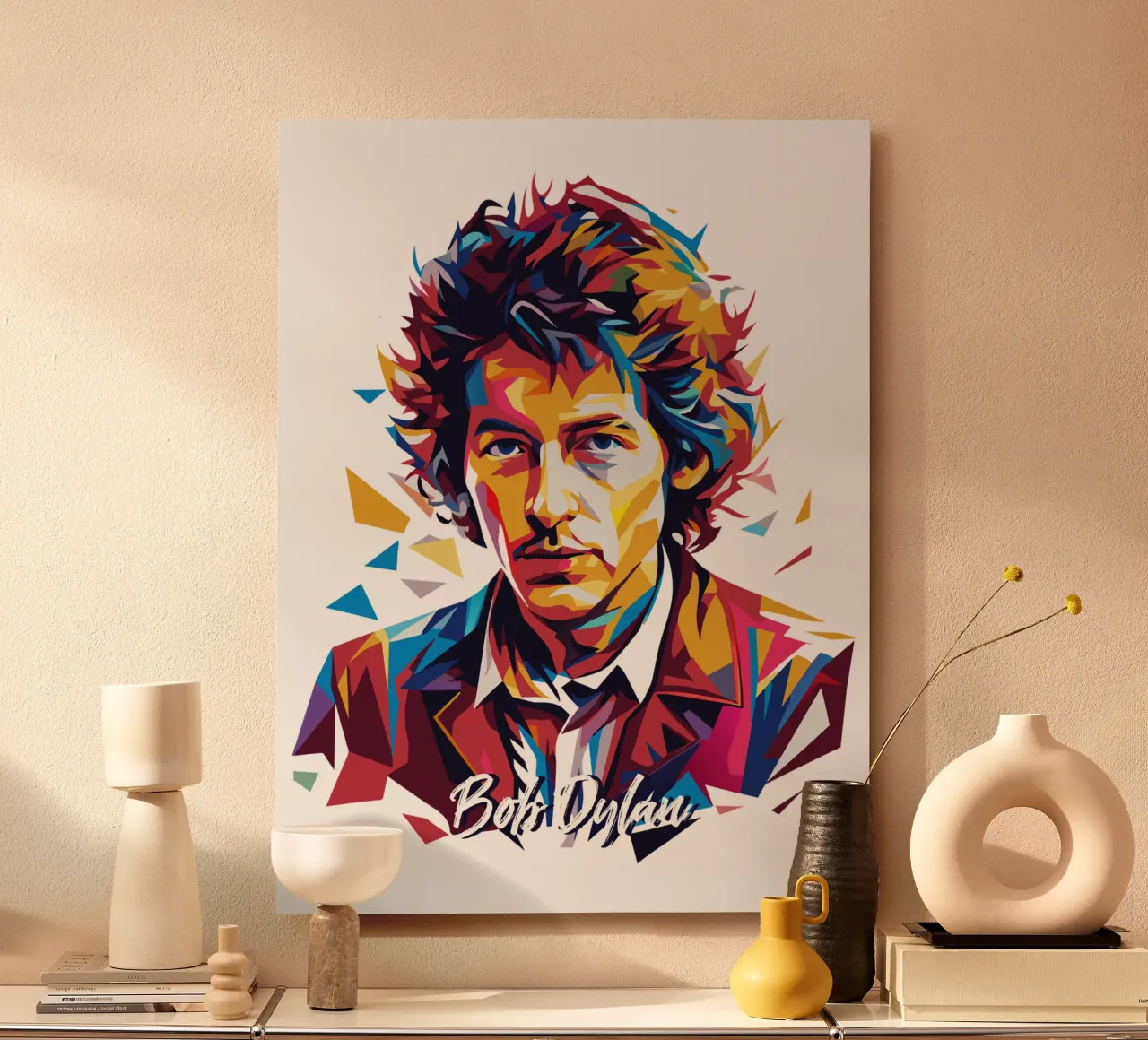 Bob Dylan Portrait in WPAP Pop Art pannello forex da vectorartnesia