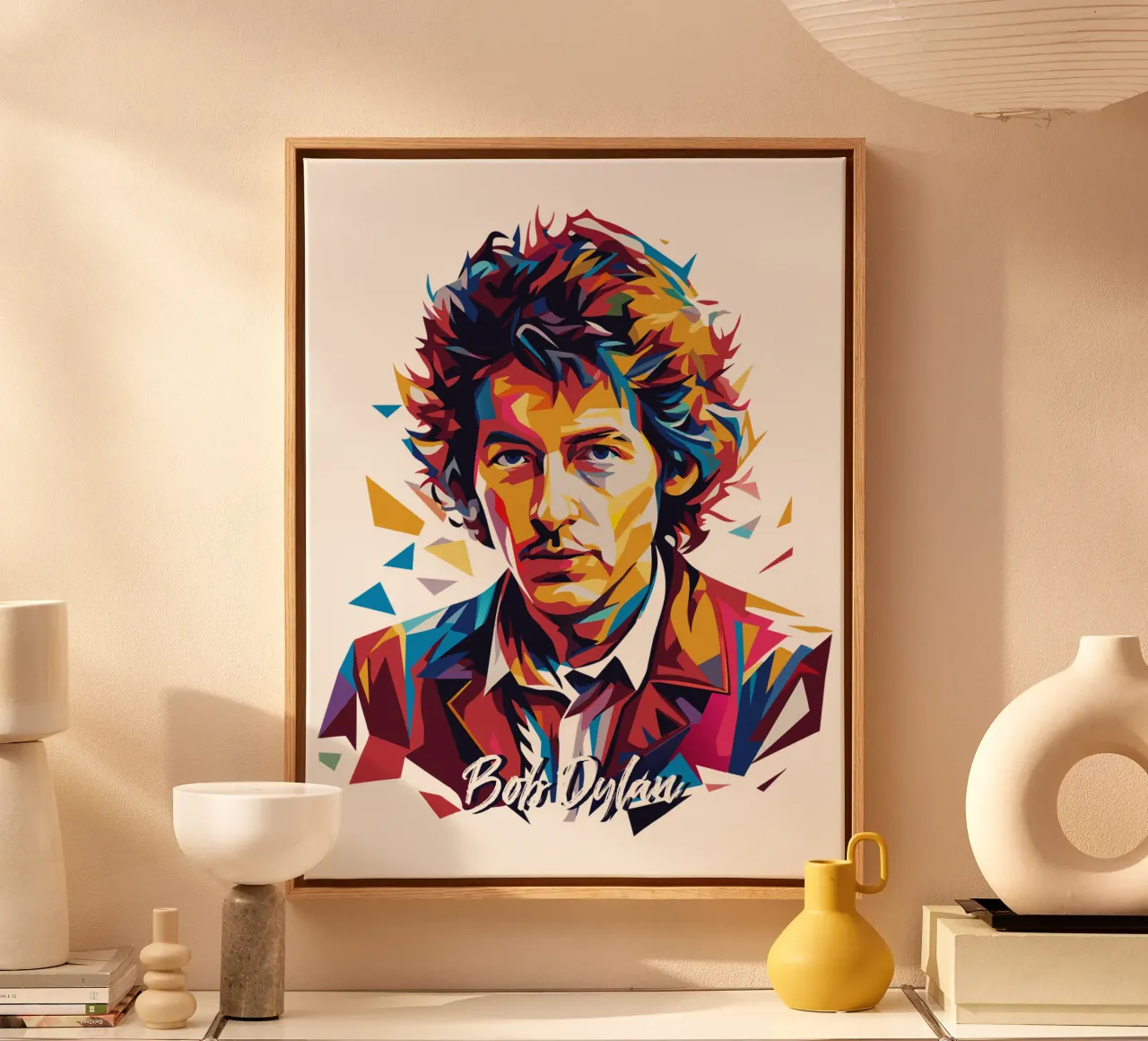 Bob Dylan Portrait in WPAP Pop Art canvas by vectorartnesia