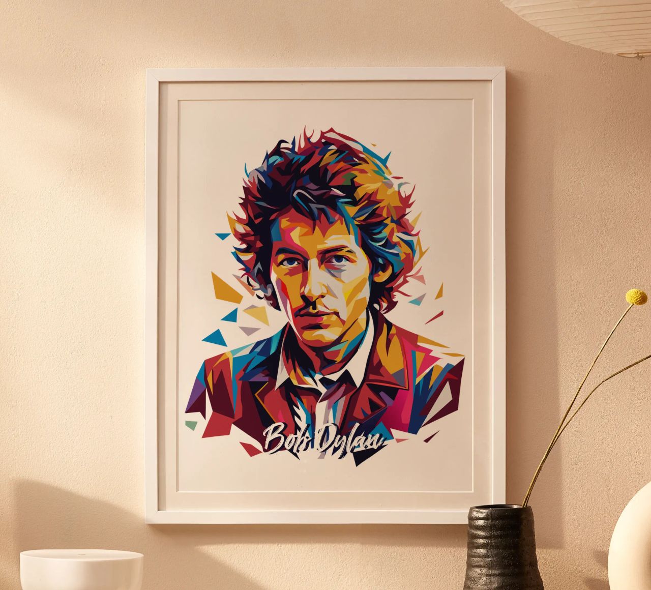 Bob Dylan Portrait in WPAP Pop Art poster van vectorartnesia