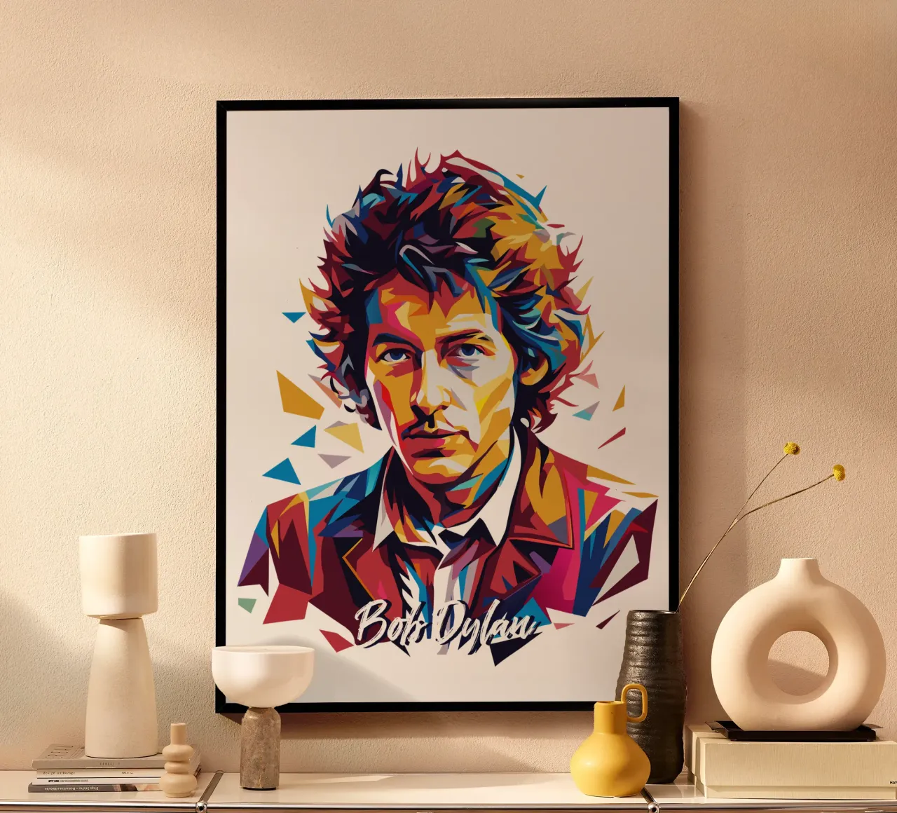 Bob Dylan Portrait in WPAP Pop Art poster da vectorartnesia