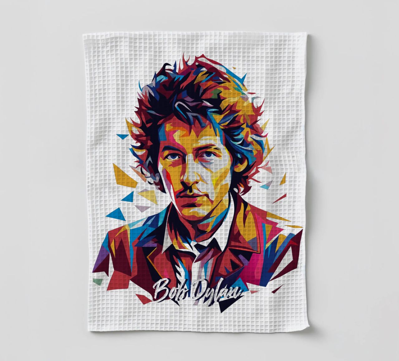 Bob Dylan Portrait in WPAP Pop Art theedoek van vectorartnesia
