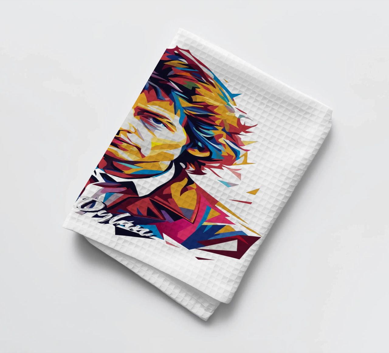 Bob Dylan Portrait in WPAP Pop Art theedoek van vectorartnesia