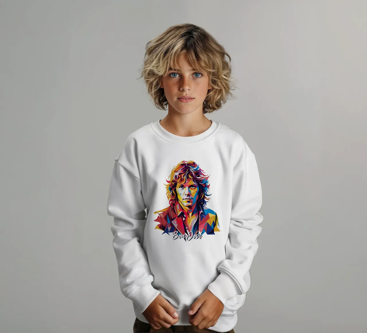 Bon Jovi Portrait in WPAP Pop Art felpa bambino da vectorartnesia
