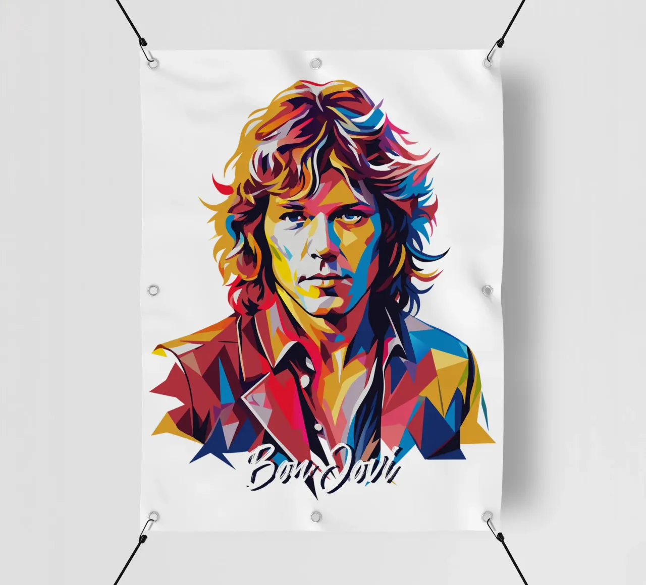 Bon Jovi Portrait in WPAP Pop Art telo in pvc da vectorartnesia