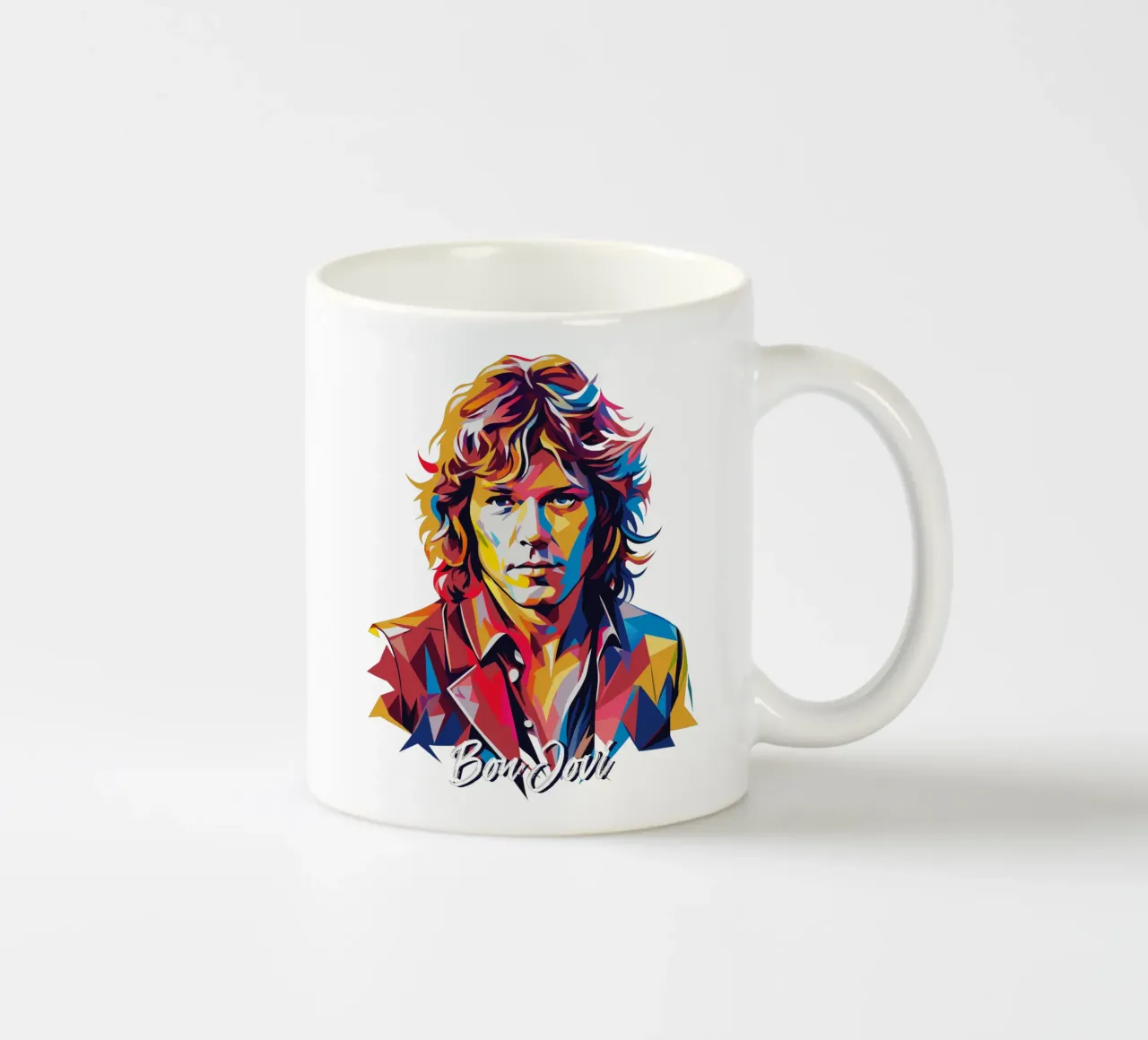 Bon Jovi Portrait in WPAP Pop Art tazza in ceramica da vectorartnesia