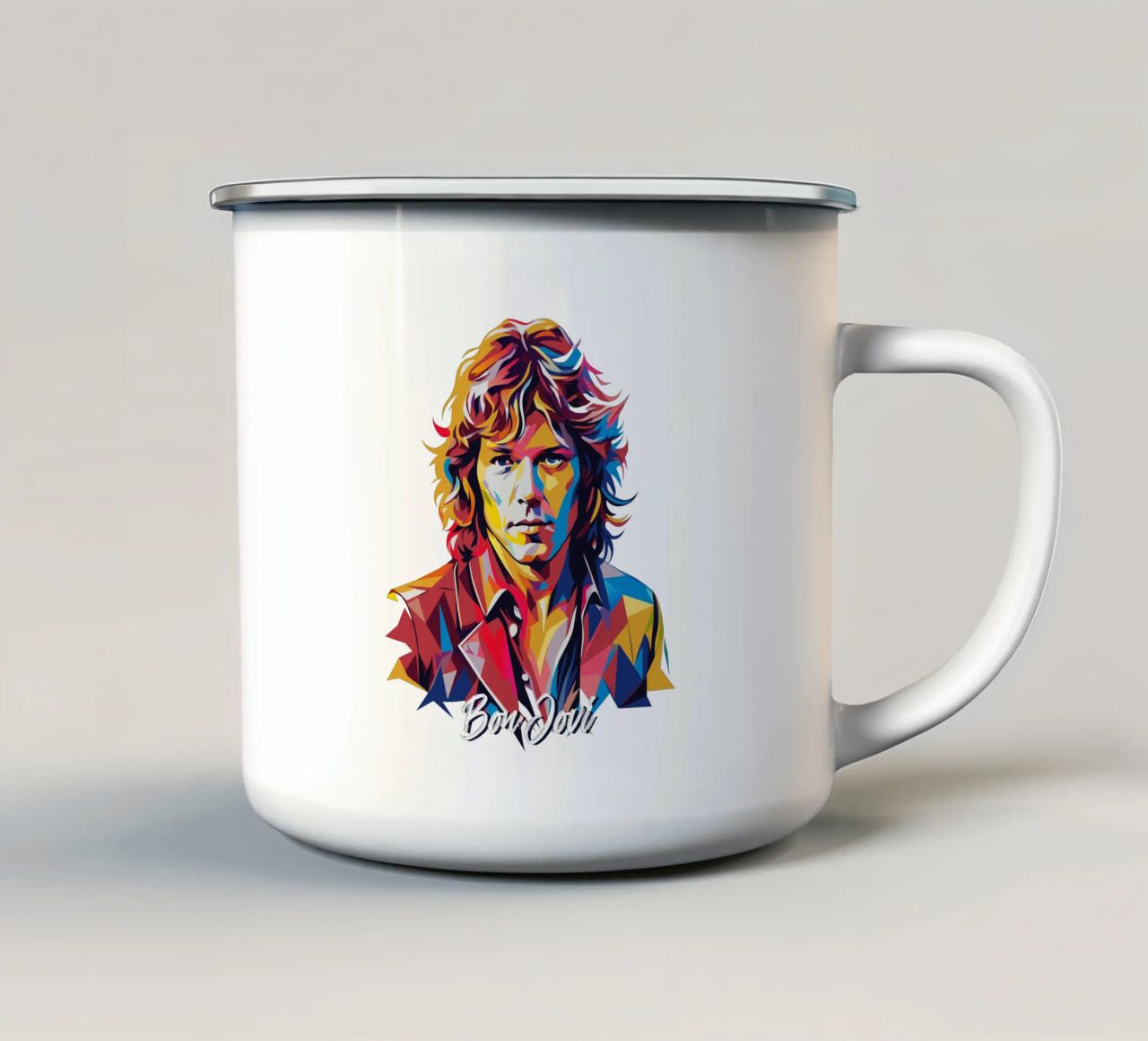 Bon Jovi Portrait in WPAP Pop Art tazza in smalto da vectorartnesia