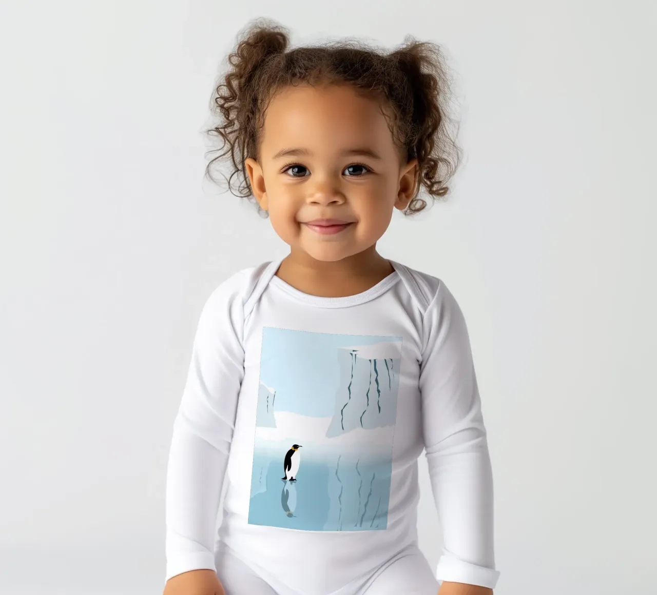 Penguin in the Antarktis body neonato maniche lunghe da minimalist designs