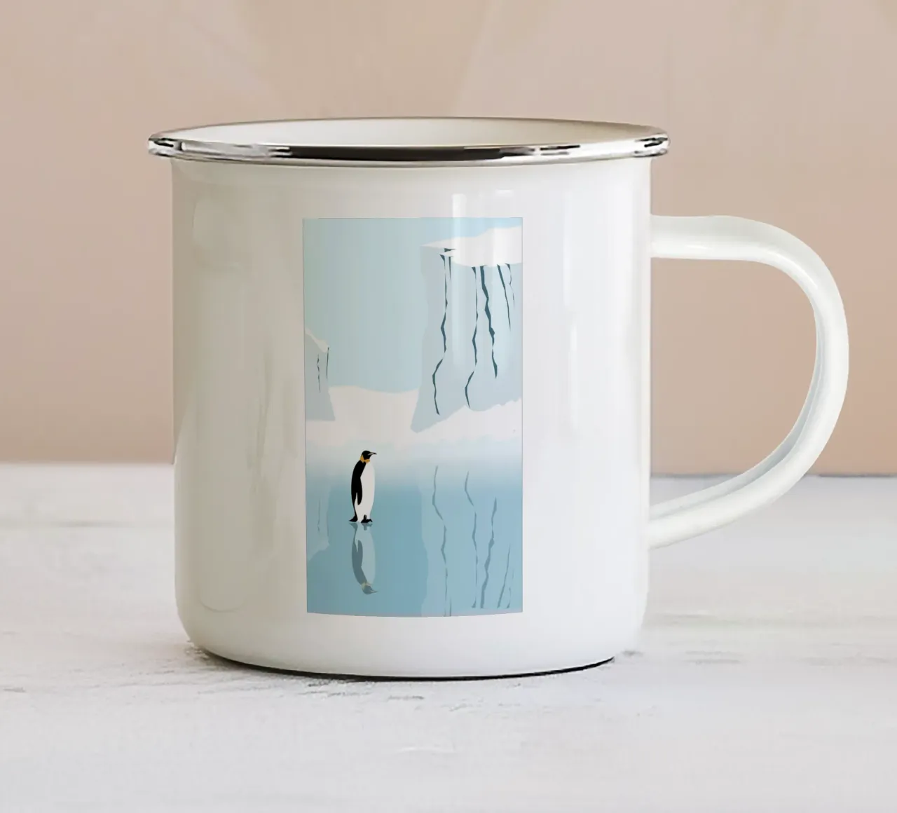 Penguin in the Antarktis tazza in smalto da minimalist designs
