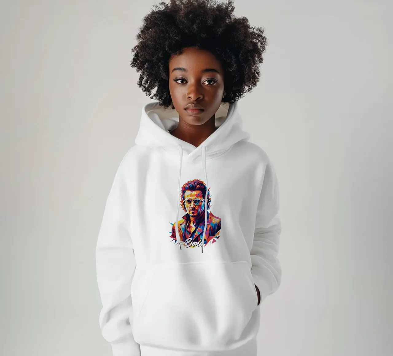 Bono Portrait in WPAP Pop Art felpa con cappuccio da vectorartnesia