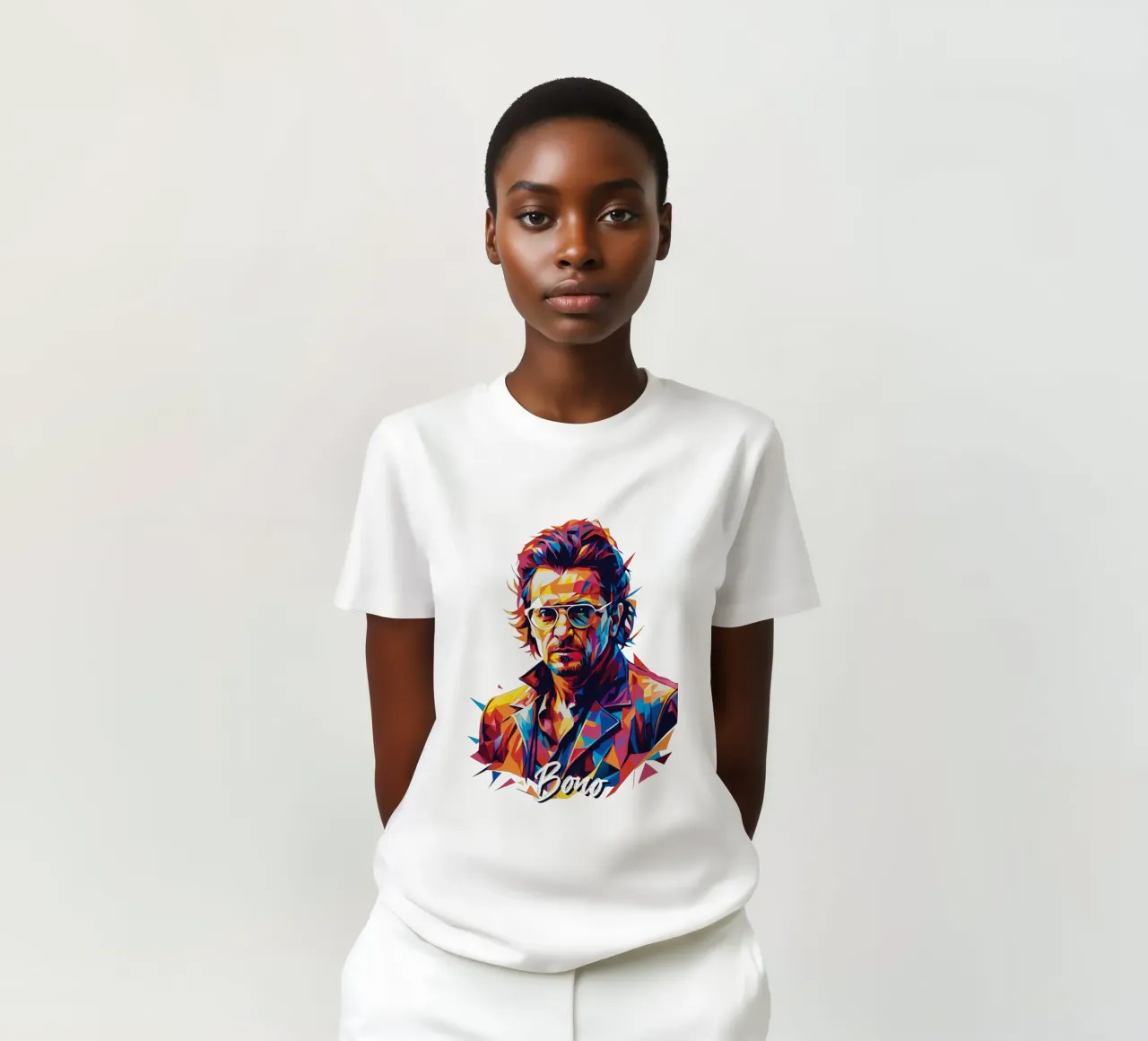Bono Portrait in WPAP Pop Art t-shirt da vectorartnesia