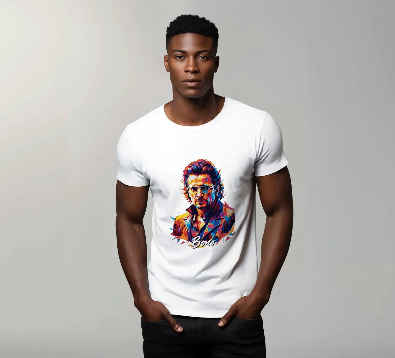 Bono Portrait in WPAP Pop Art t-shirt da vectorartnesia