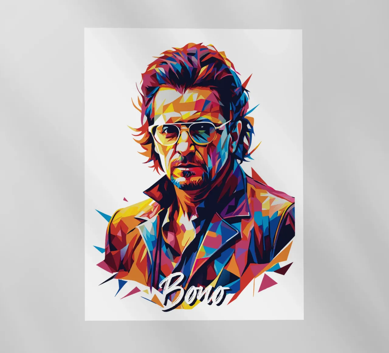 Bono Portrait in WPAP Pop Art pellicola backlit da vectorartnesia