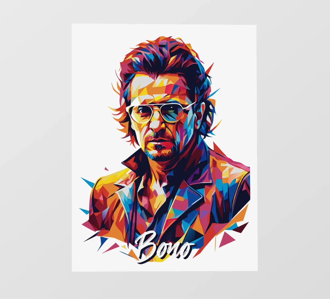 Bono Portrait in WPAP Pop Art pellicola backlit da vectorartnesia