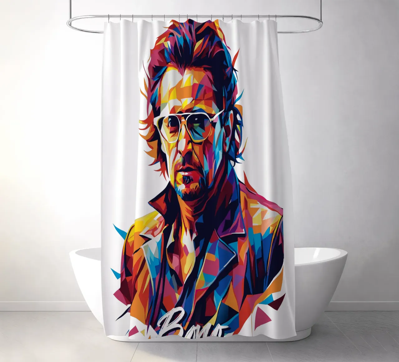 Bono Portrait in WPAP Pop Art tenda da doccia da vectorartnesia