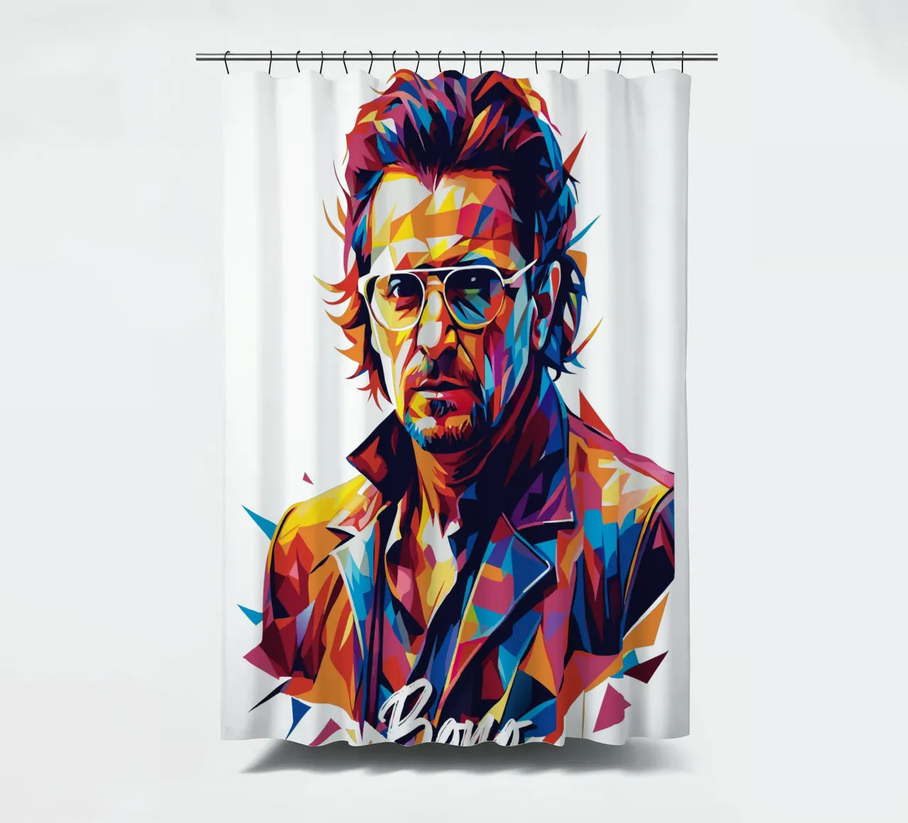 Bono Portrait in WPAP Pop Art tenda da doccia da vectorartnesia
