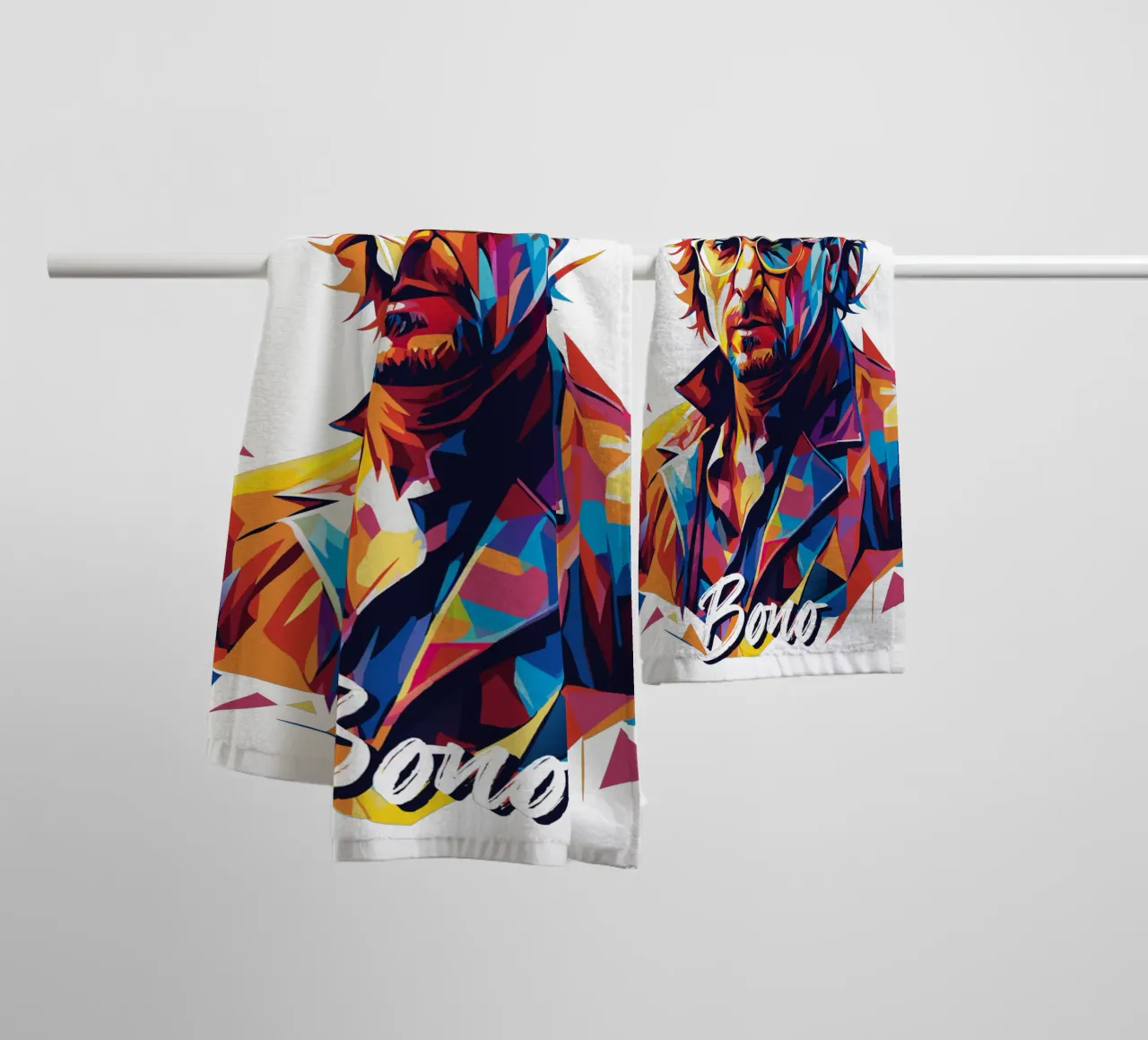Bono Portrait in WPAP Pop Art asciugamano da bagno da vectorartnesia