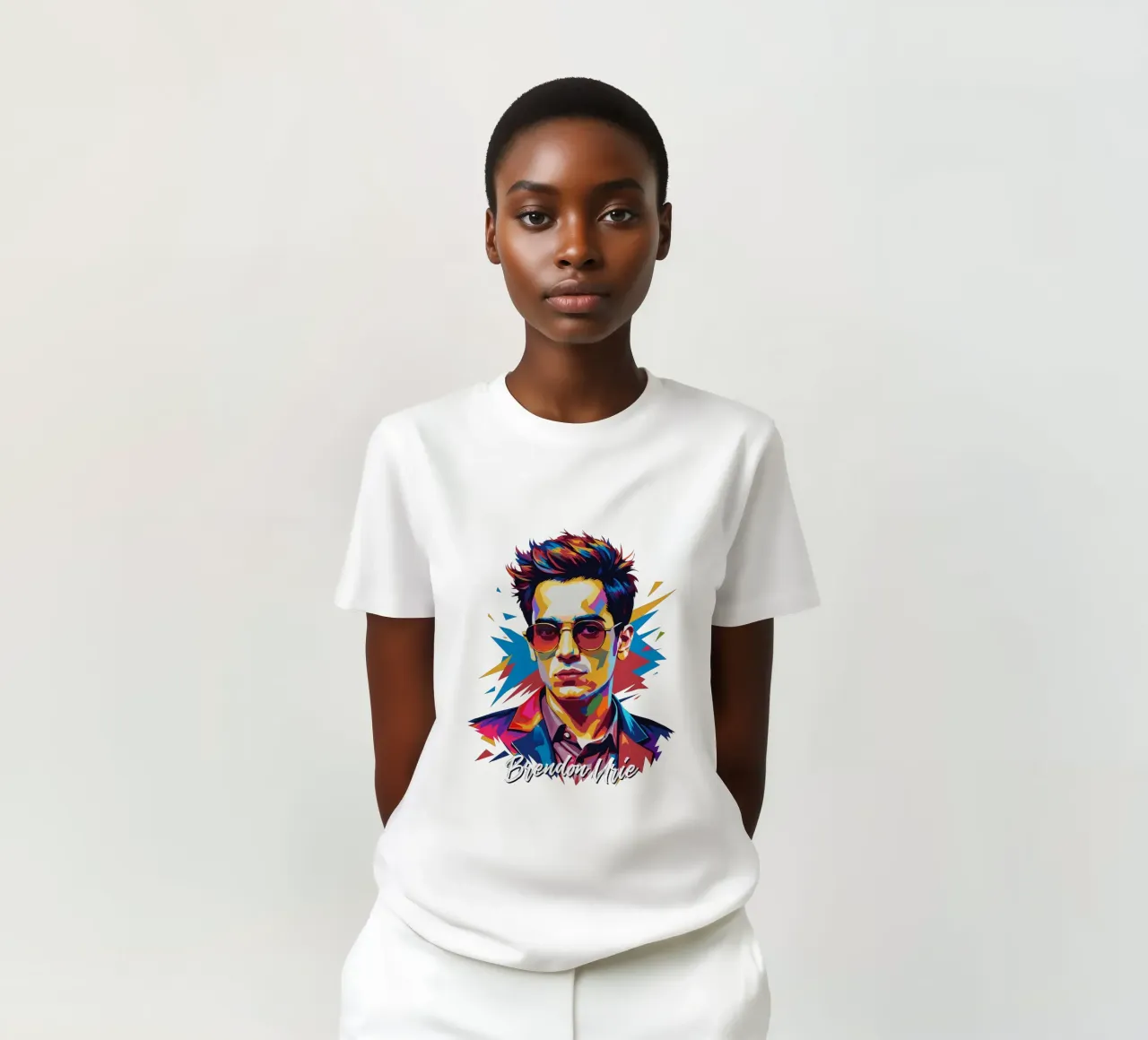 Brendon Urie Portrait in WPAP Pop Art t-shirt da vectorartnesia