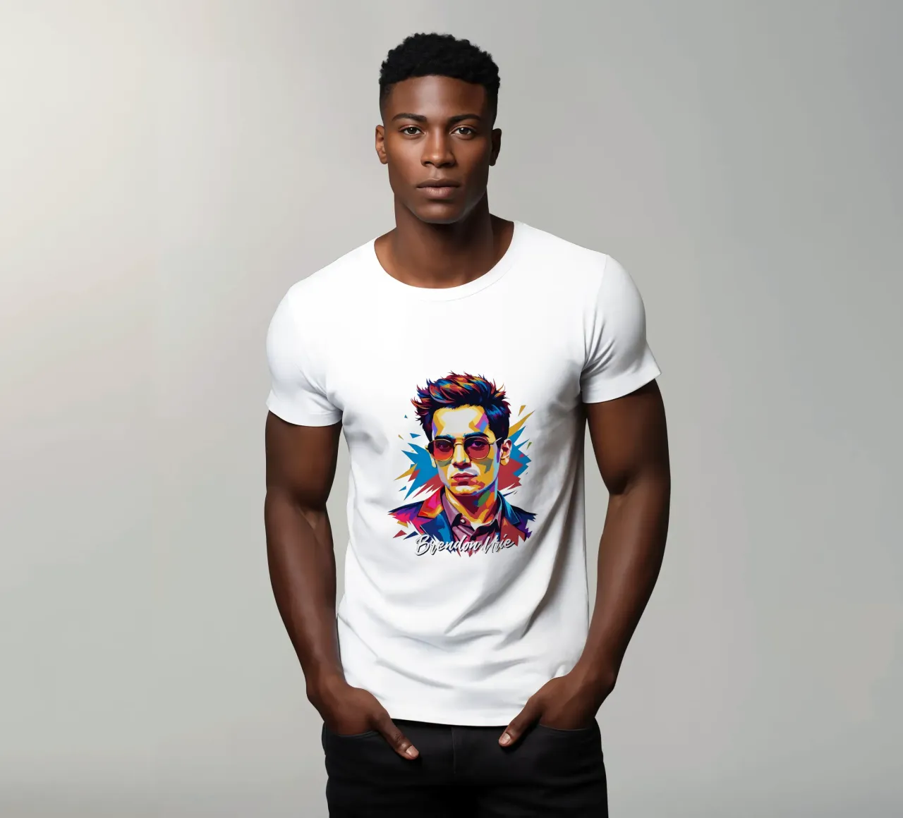 Brendon Urie Portrait in WPAP Pop Art camiseta de vectorartnesia