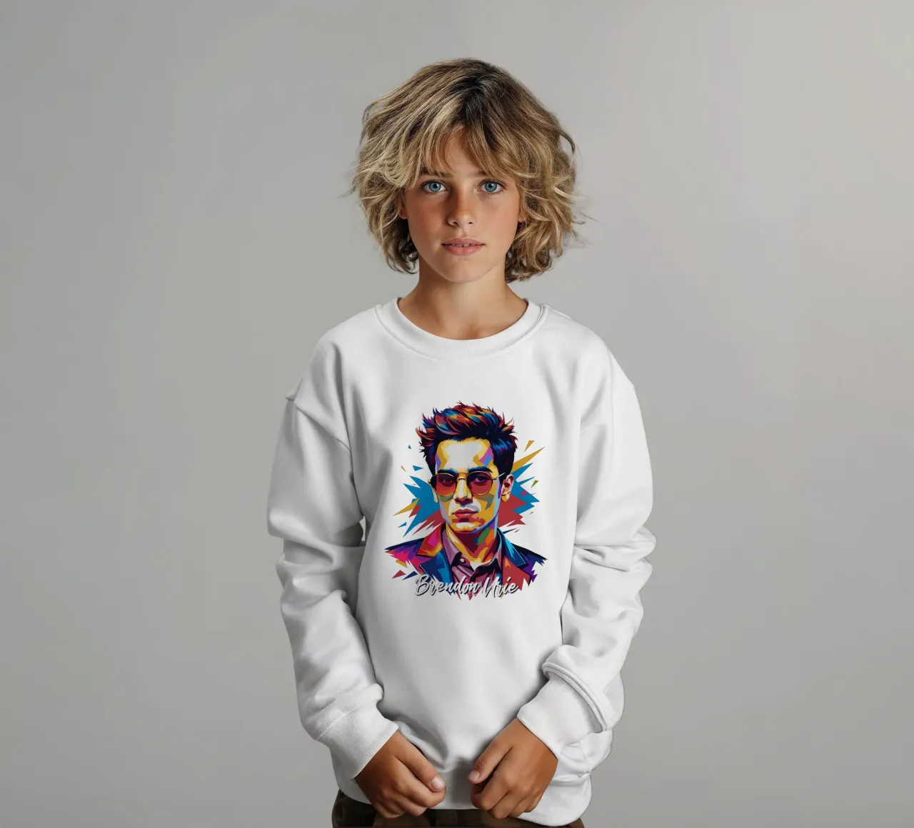 Brendon Urie Portrait in WPAP Pop Art felpa bambino da vectorartnesia