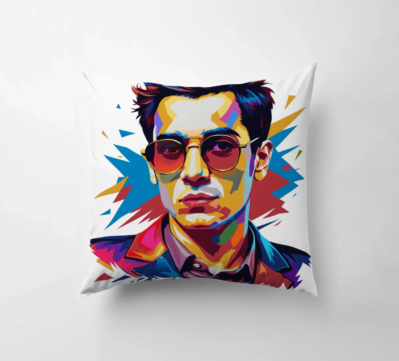 Brendon Urie Portrait in WPAP Pop Art Kissen von vectorartnesia