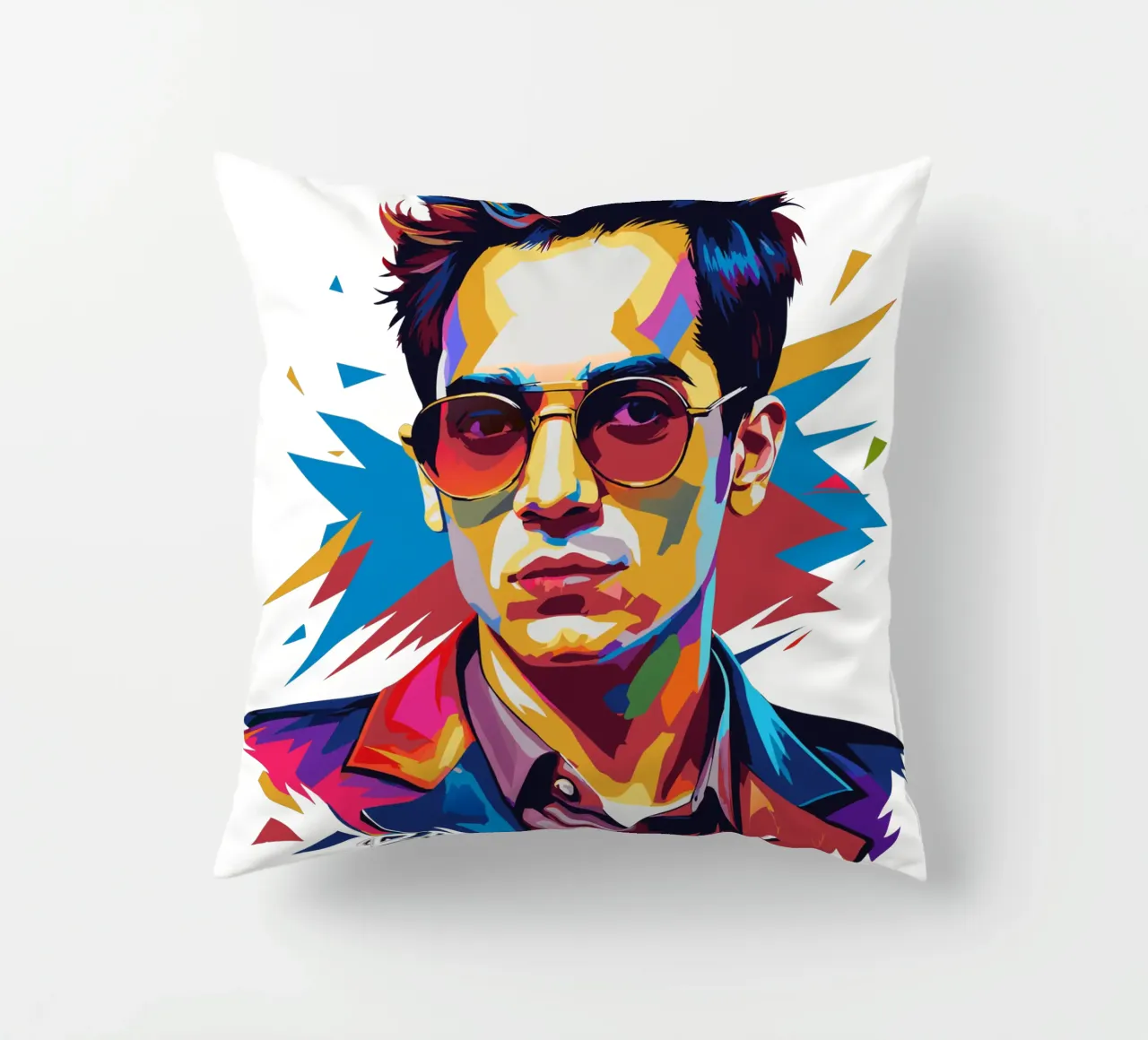 Brendon Urie Portrait in WPAP Pop Art Kissen von vectorartnesia