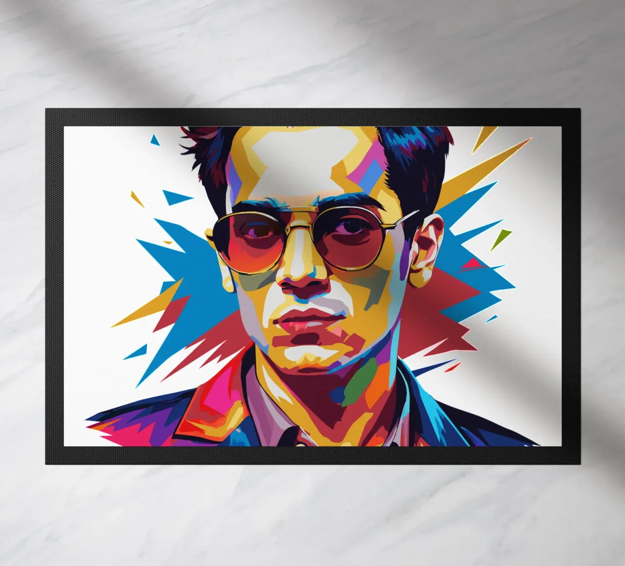 Brendon Urie Portrait in WPAP Pop Art doormat by vectorartnesia